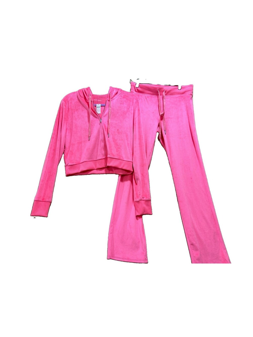 NWT Aerie Hot Pink Velour Tracksuit Set Hoodie L Pants S Y2K Juicy Style